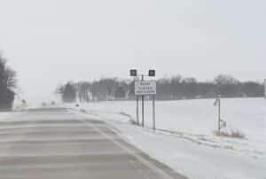 Highway Road Closure Sign with lights